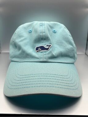 Vineyard Vines Whale Hat Aqua Blue Adjustable Strapback Dad Cap Coastal Preppy